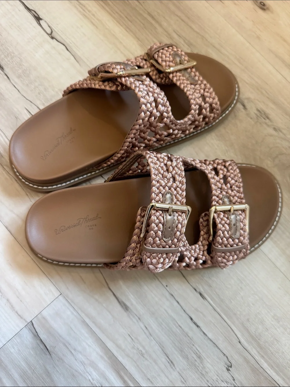 Universal Threads Woven Buckle Slide Sandals - Rose Gold